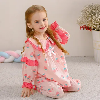 2020 Bahar Çocuk Pijama setleri Kız Pijama Uzun Kollu Pamuklu Ev Giyim Toddler Kız Giysileri Çocuk Pijama Yüksek Kalite