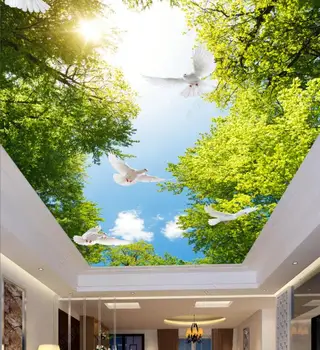 3d tavan duvar kağıdı özel fotoğraf HD gökyüzü büyük ağaç beyaz güvercin orman duvar oturma odası Duvar Kağıdı duvarlar için 3d ev dekor