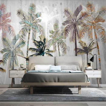 Tropikal Bitkiler El-boyalı Hindistan Cevizi Ağacı Özel Duvar Ev Dekor Fotoğraf Duvar Kağıdı yatak odası dekoru 3D duvar kağıdı papel tapiz