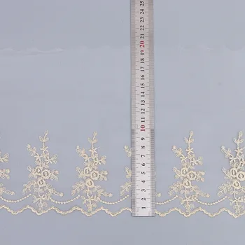 1 Yard Altın Iplik LaceTrim Elbise Düğün Dantel Şerit Kumaş Aplike Bebek DIY Işlemeli Dikiş El Sanatları 20 cm Genişlik