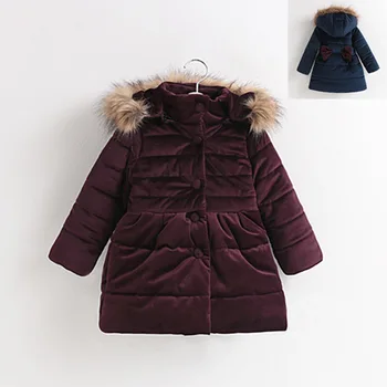 Bebek Kız Pamuk Yastıklı Ceketler Mont Kore Şerit Kadife Giyim çocuk giyim 3-8 Yıl