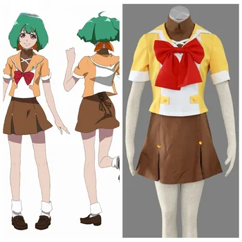 Anime Macross Sınır Mihoshi Akademisi Matsuura Nanase Üniforma Cadılar Bayramı Cosplay Sarı Elbise