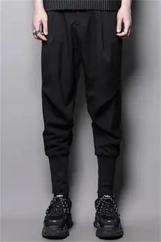 Koyu Departmanı kişiselleştirilmiş tasarım özel kesim elastik bel rahat pantolon dokuz nokta Tayt erkek moda Kore Tayt