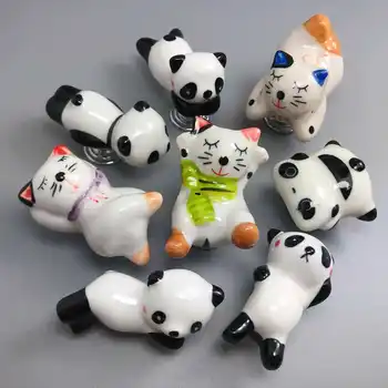 Güzel Karikatür Panda Kedi Şekli dolap kapağı tutacağı s Yaratıcı Çocuk Odası Mobilya Çekmece Dresser Seramik Çeker ve Kolları Donanım